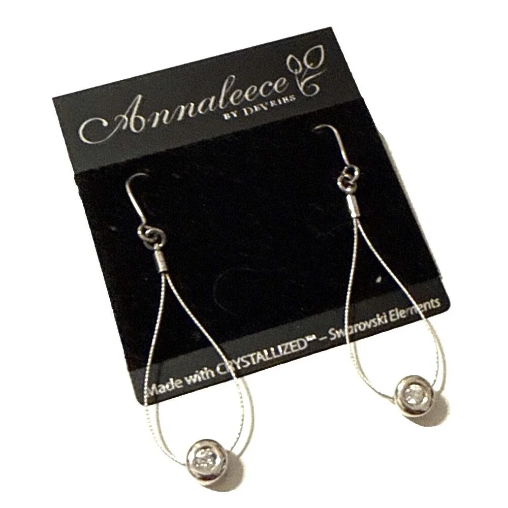 Annaleece by Devries Earrings Swarovski Crystals Dangle Pierced 2